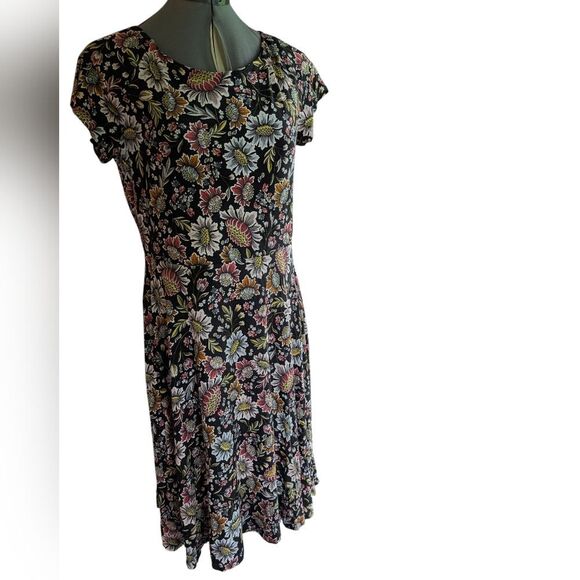 Ann‎ Taylor LOFT Outlet Black Floral Print Dress Women's Size 8 NWT Boho - Picture 4 of 5